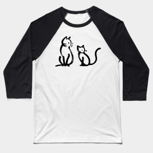 Stick figure cat in black ink Baseball T-Shirt